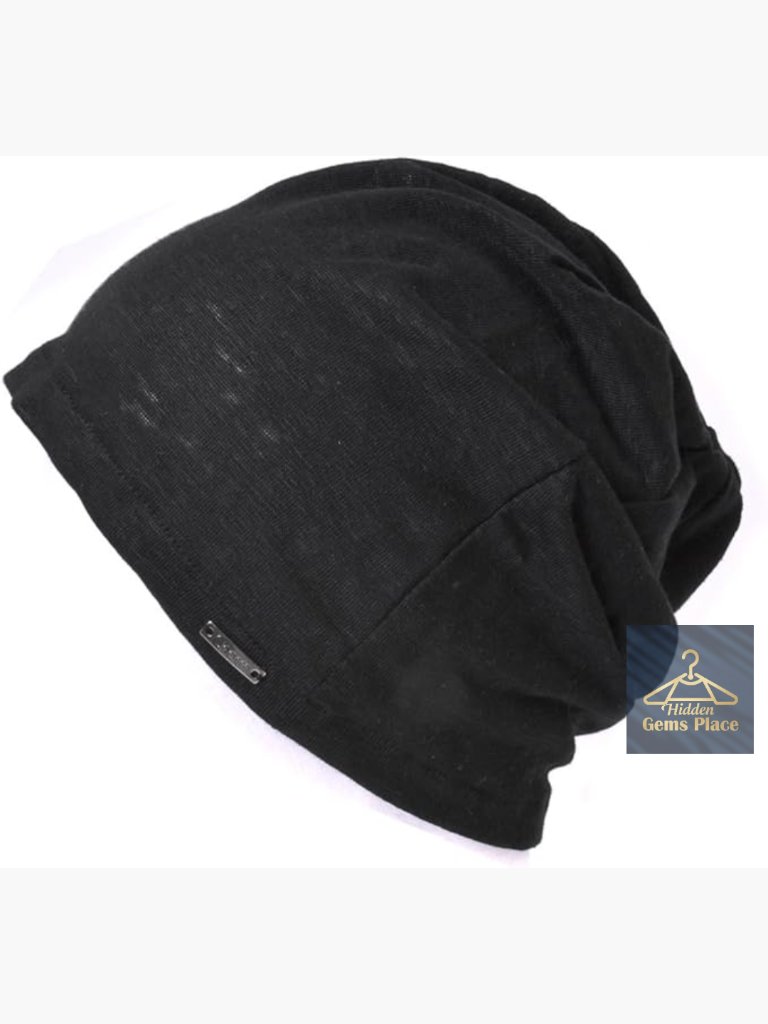 Mens Linen Beanie Slouchy Lightweight Knit Hat Stretch Cap